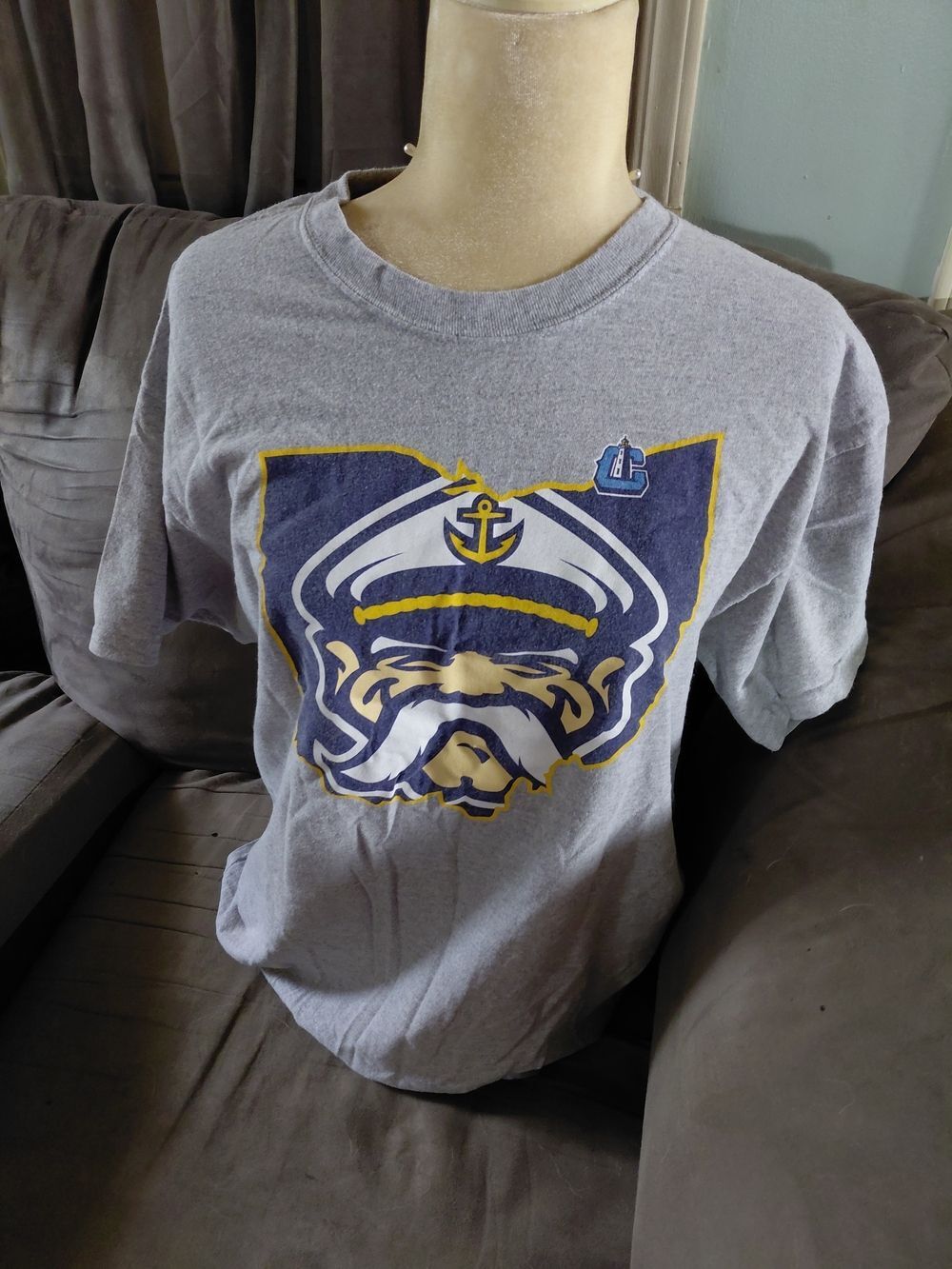 Gildan Gray Short-Sleeve Crewneck T-Shirt. Lake County Captains (Ohio)